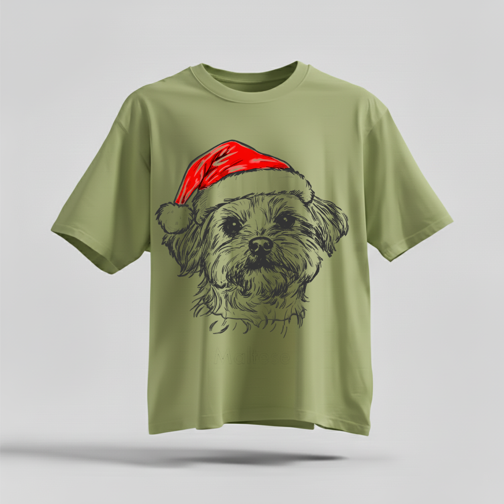 H9Neko Santa Paws Dog T-Shirt – 50 Dog Breeds, Festive Christmas Gift for Dog Lovers