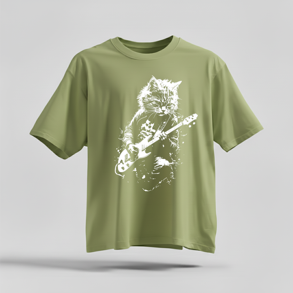 Rock Cat Guitar T-Shirt - Funny Cat Lover Gift Tee by H9NEKO