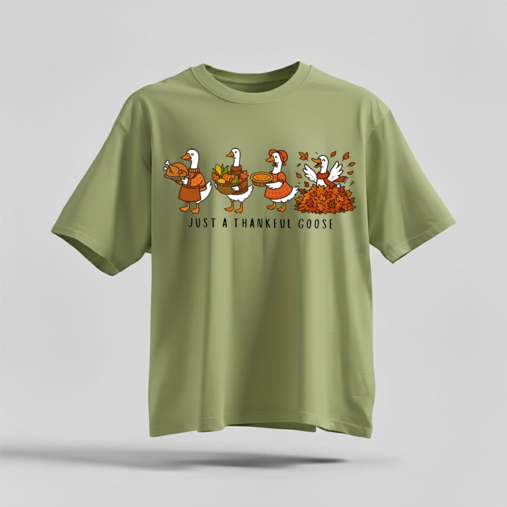 H9Neko Comfort Colors Thankful Goose Thanksgiving T-Shirt – Silly Goose Tee, Family Fall Shirt, Autumn Vibes Graphic Tee