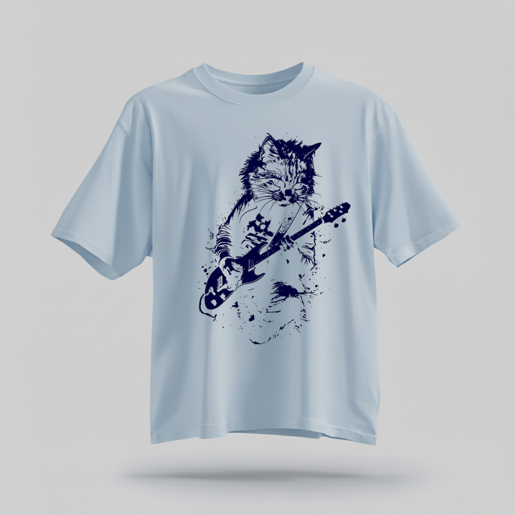 Rock Cat Guitar T-Shirt - Funny Cat Lover Gift Tee by H9NEKO
