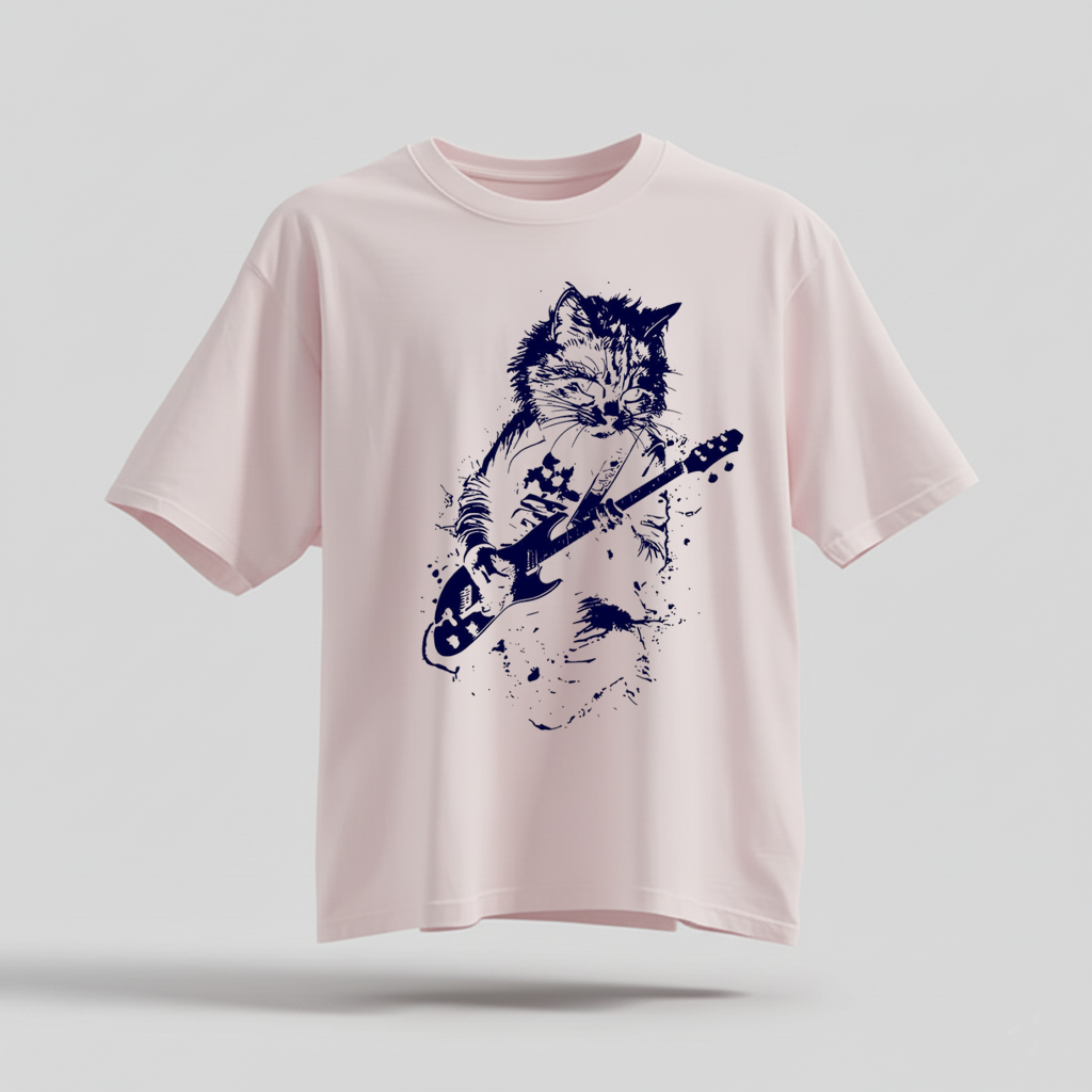 Rock Cat Guitar T-Shirt - Funny Cat Lover Gift Tee by H9NEKO