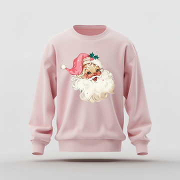 H9NEKO Pink Santa Retro Christmas Sweatshirt - Matching Family Sweater