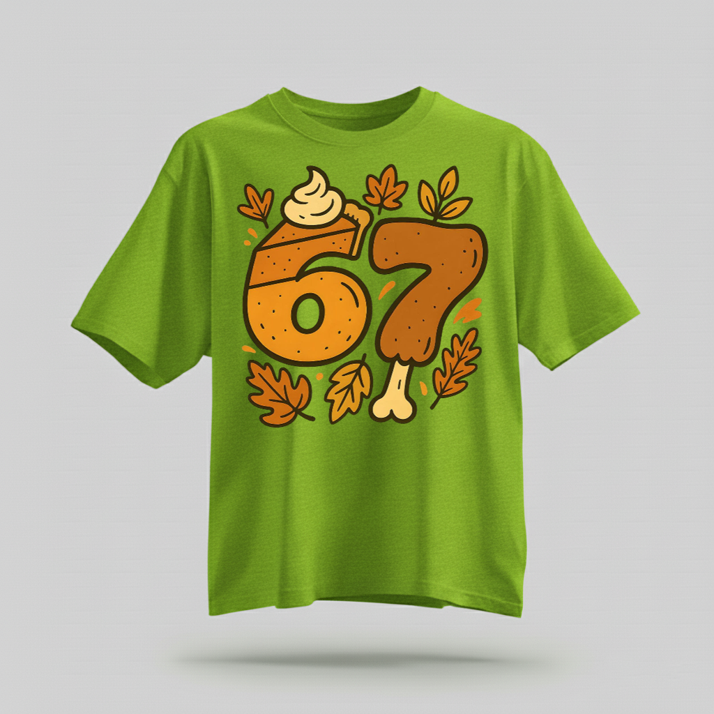 H9Neko 6 7 Meme Thanksgiving Turkey Shirt – Funny Fall Season Tee, Trendy Six Seven Couples T-Shirt