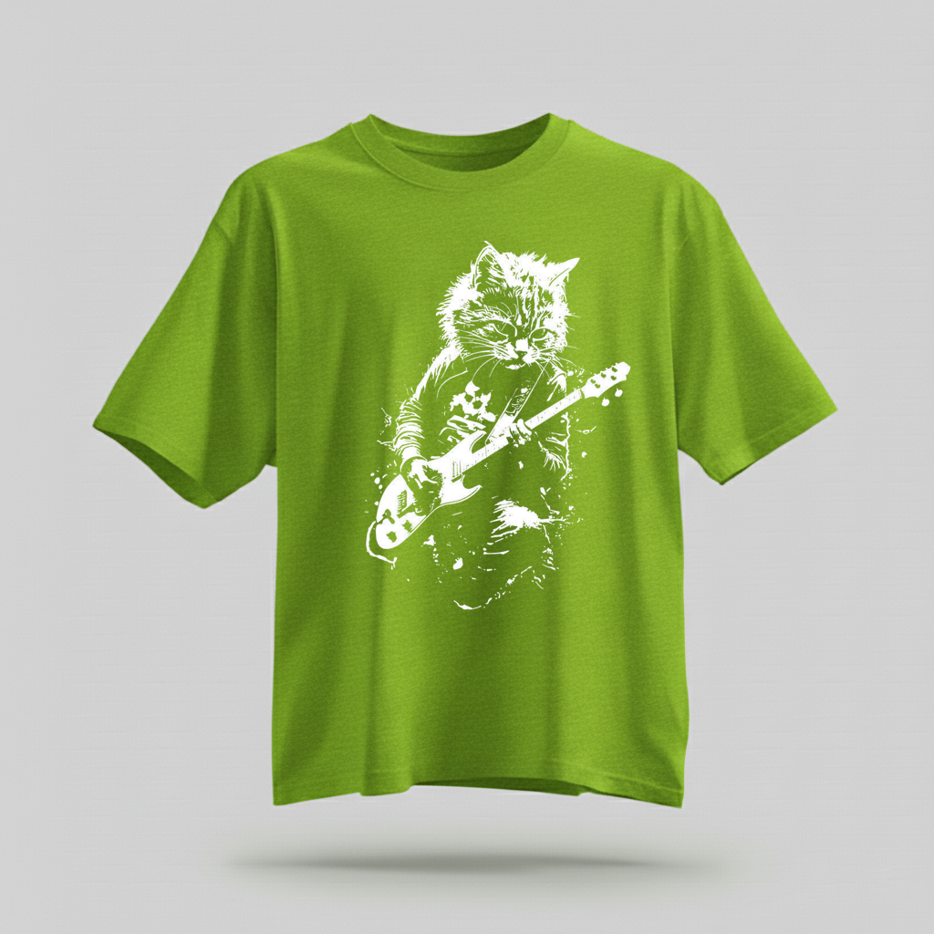 Rock Cat Guitar T-Shirt - Funny Cat Lover Gift Tee by H9NEKO