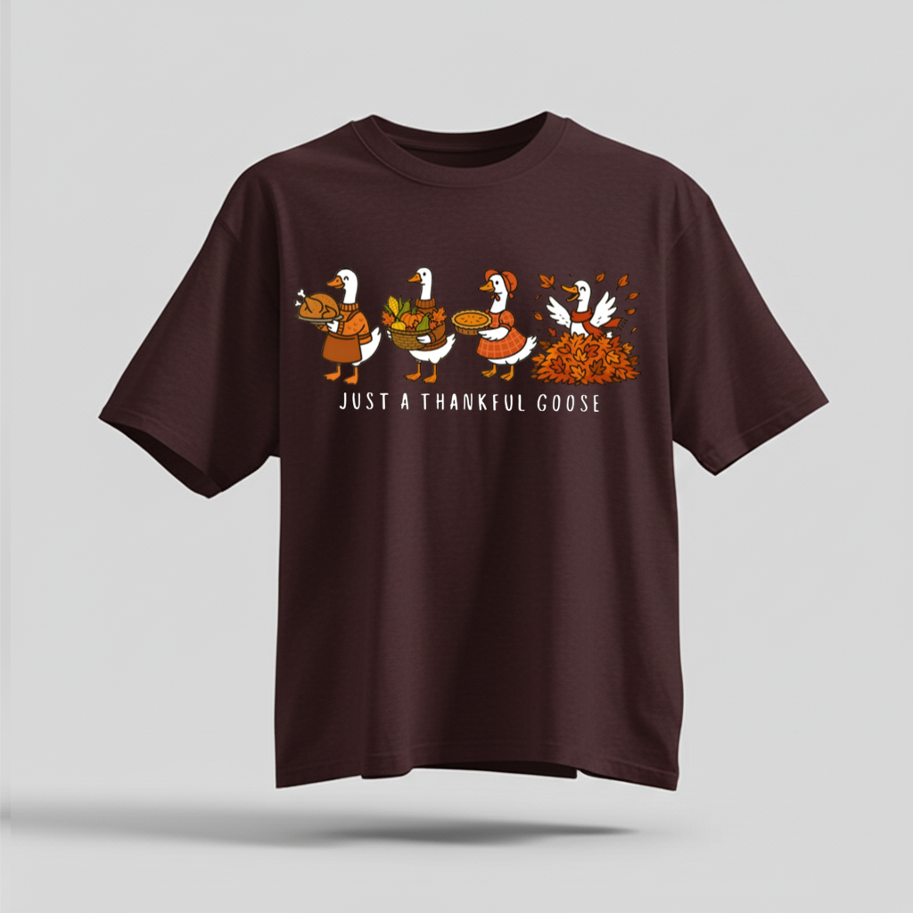 H9Neko Comfort Colors Thankful Goose Thanksgiving T-Shirt – Silly Goose Tee, Family Fall Shirt, Autumn Vibes Graphic Tee