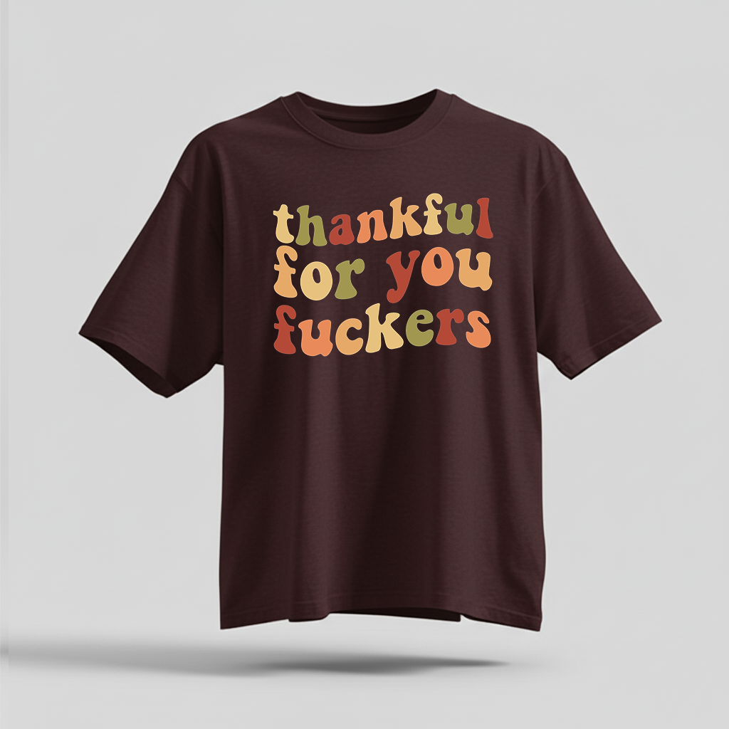 H9Neko Funny Thanksgiving Shirt – “Thankful For You” Retro Friendsgiving Tee, Sarcastic Fall Graphic T-Shirt, Thanksgiving Gift Idea