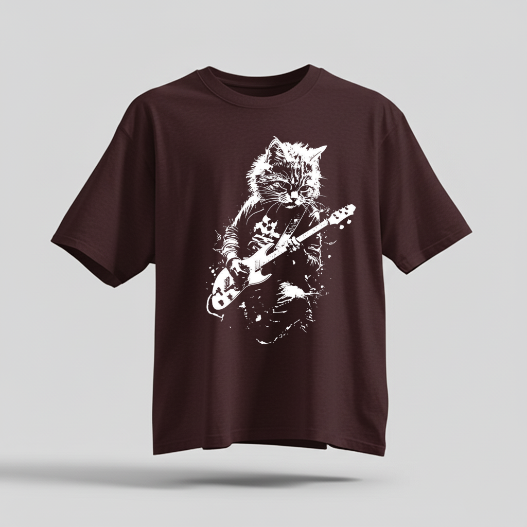 Rock Cat Guitar T-Shirt - Funny Cat Lover Gift Tee by H9NEKO