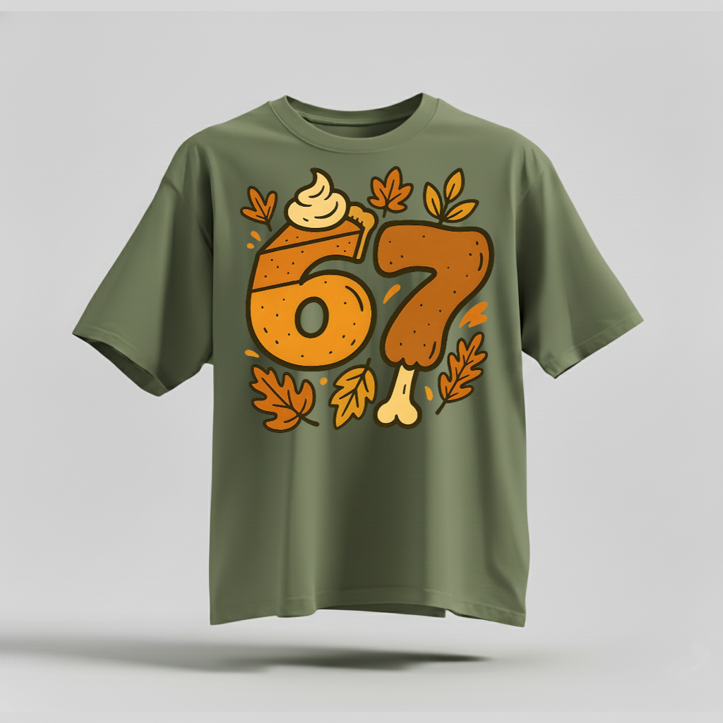 H9Neko 6 7 Meme Thanksgiving Turkey Shirt – Funny Fall Season Tee, Trendy Six Seven Couples T-Shirt