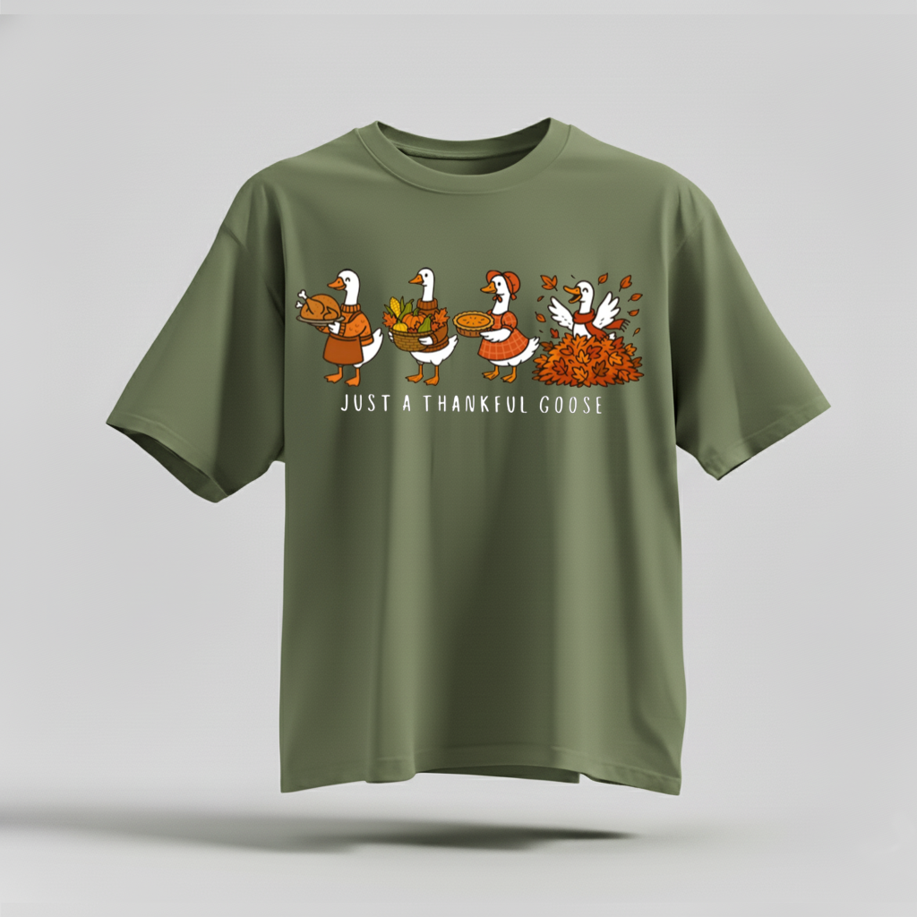 H9Neko Comfort Colors Thankful Goose Thanksgiving T-Shirt – Silly Goose Tee, Family Fall Shirt, Autumn Vibes Graphic Tee