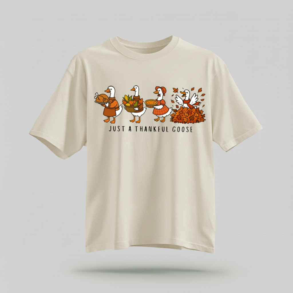 H9Neko Comfort Colors Thankful Goose Thanksgiving T-Shirt – Silly Goose Tee, Family Fall Shirt, Autumn Vibes Graphic Tee