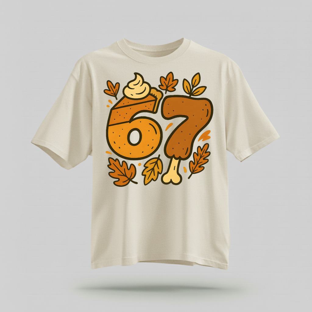 H9Neko 6 7 Meme Thanksgiving Turkey Shirt – Funny Fall Season Tee, Trendy Six Seven Couples T-Shirt