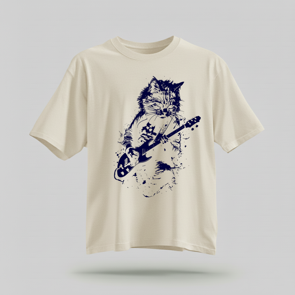 Rock Cat Guitar T-Shirt - Funny Cat Lover Gift Tee by H9NEKO