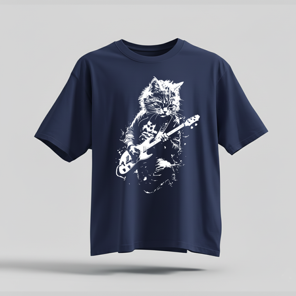 Rock Cat Guitar T-Shirt - Funny Cat Lover Gift Tee by H9NEKO