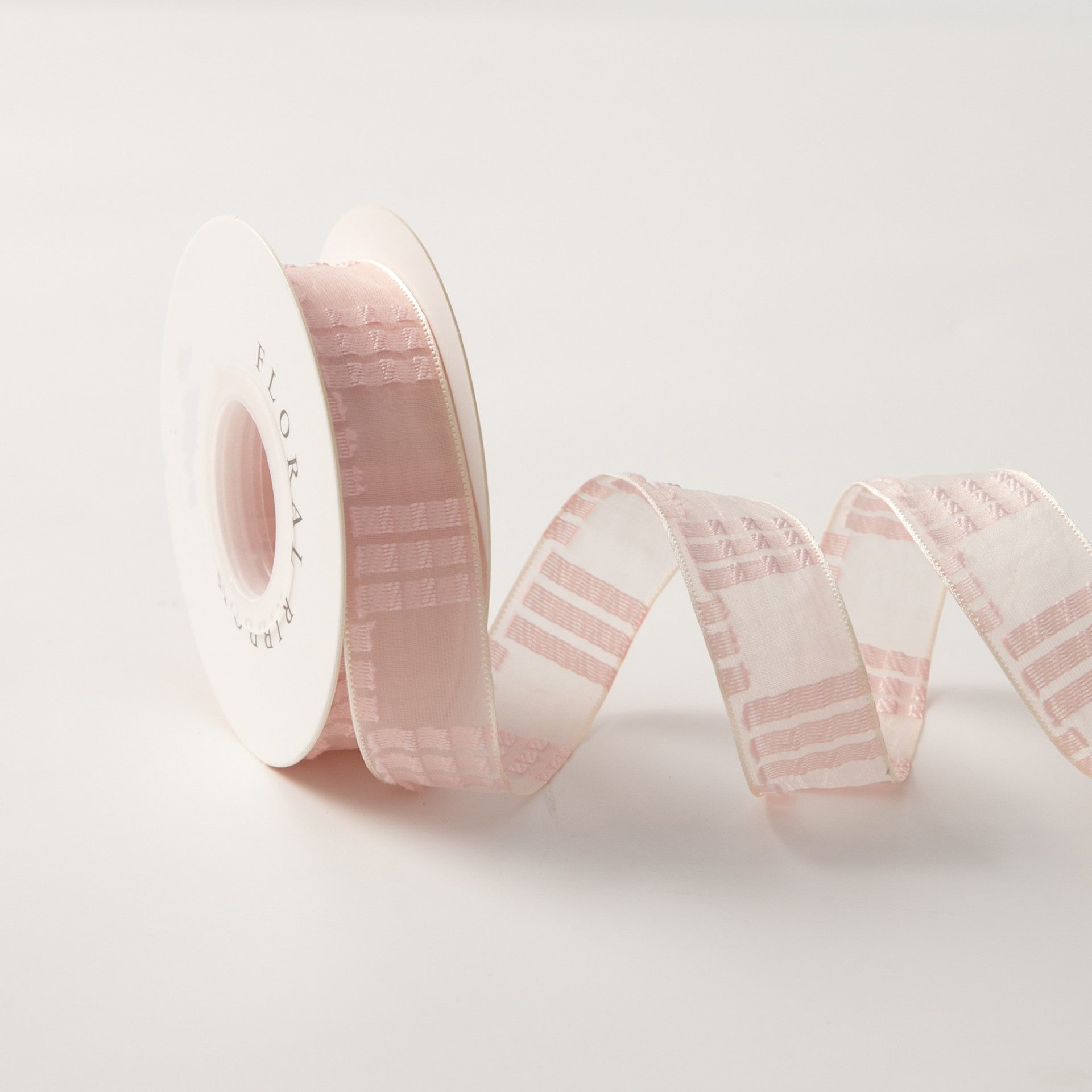 Blush Pink Textured Stripe Ribbon 1" x 10yd | Romantic Summer Wedding & Baby Shower Decor | H9Neko