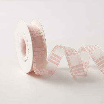 Blush Pink Textured Stripe Ribbon 1" x 10yd | Romantic Summer Wedding & Baby Shower Decor | H9Neko