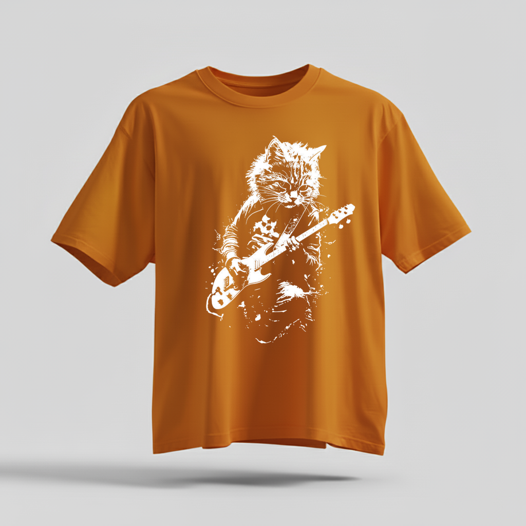 Rock Cat Guitar T-Shirt - Funny Cat Lover Gift Tee by H9NEKO