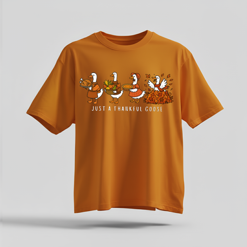 H9Neko Comfort Colors Thankful Goose Thanksgiving T-Shirt – Silly Goose Tee, Family Fall Shirt, Autumn Vibes Graphic Tee