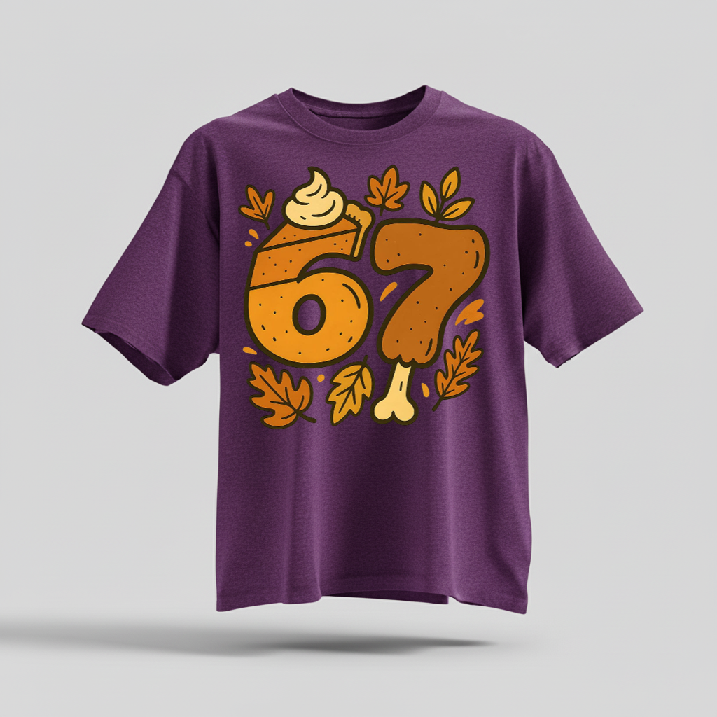 H9Neko 6 7 Meme Thanksgiving Turkey Shirt – Funny Fall Season Tee, Trendy Six Seven Couples T-Shirt