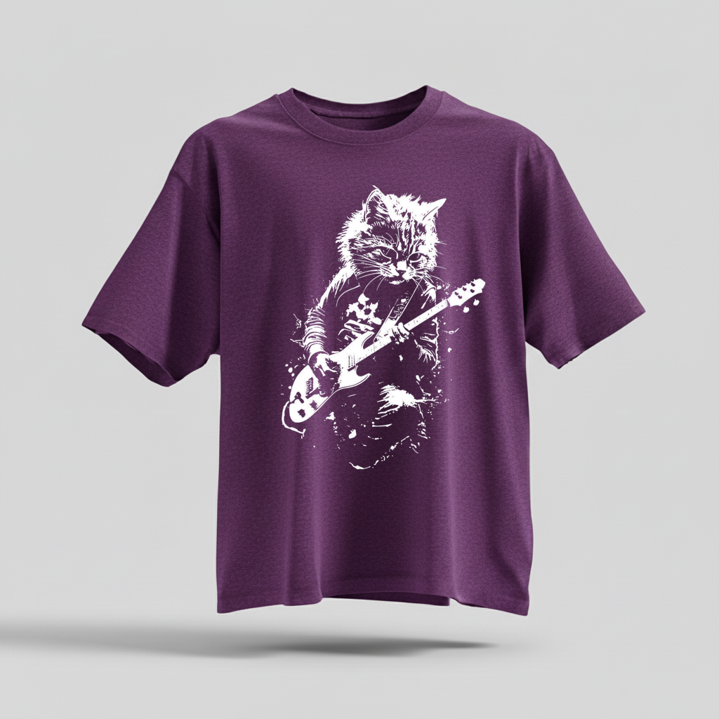 Rock Cat Guitar T-Shirt - Funny Cat Lover Gift Tee by H9NEKO