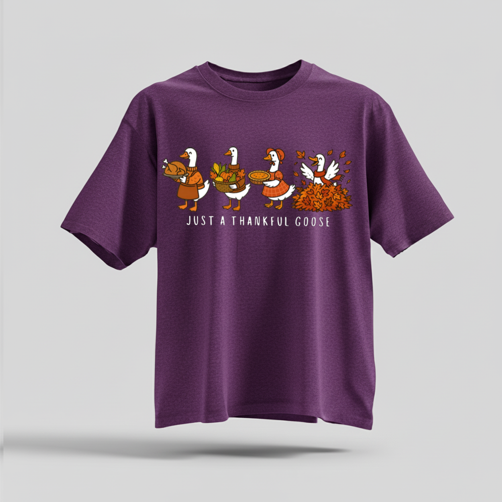 H9Neko Comfort Colors Thankful Goose Thanksgiving T-Shirt – Silly Goose Tee, Family Fall Shirt, Autumn Vibes Graphic Tee