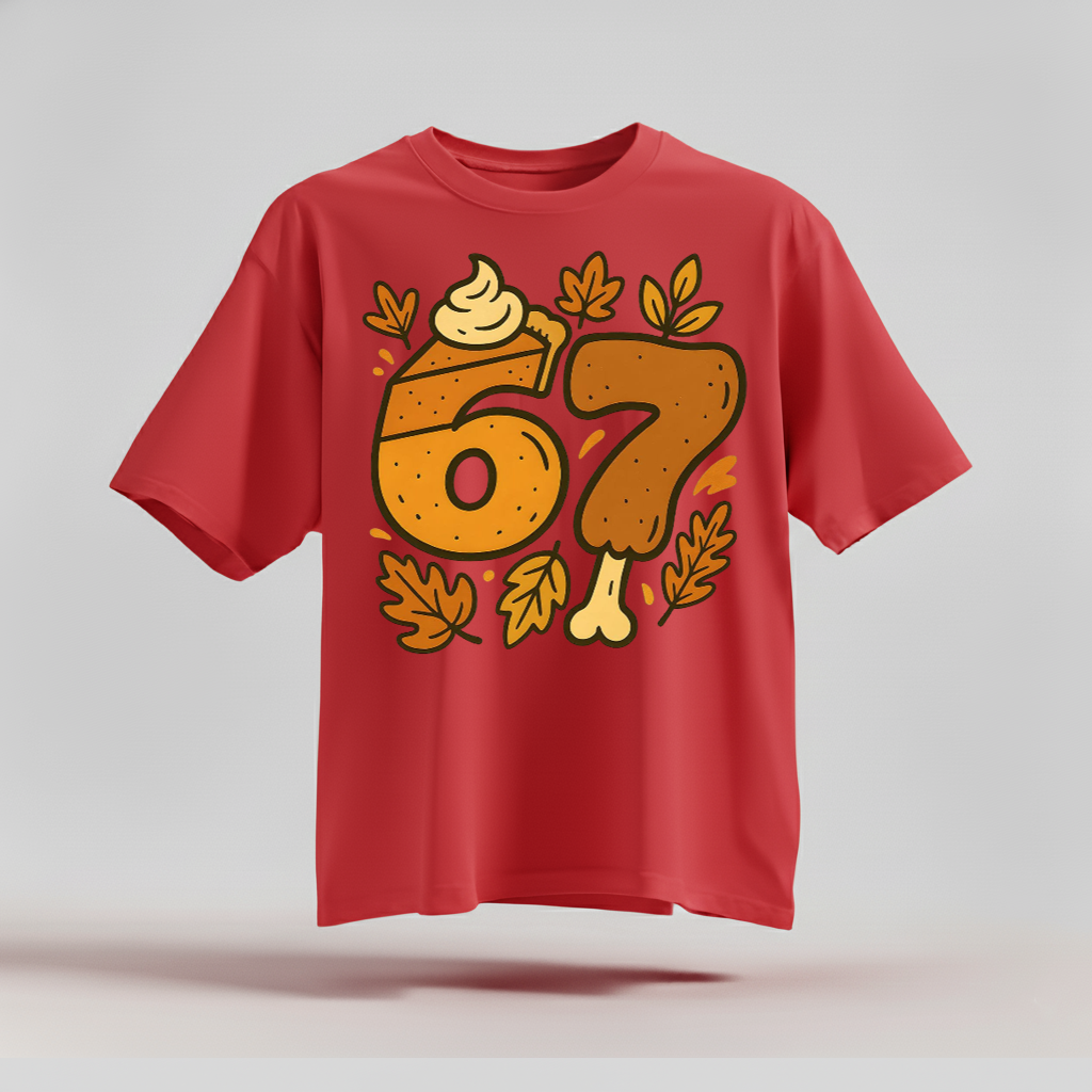 H9Neko 6 7 Meme Thanksgiving Turkey Shirt – Funny Fall Season Tee, Trendy Six Seven Couples T-Shirt
