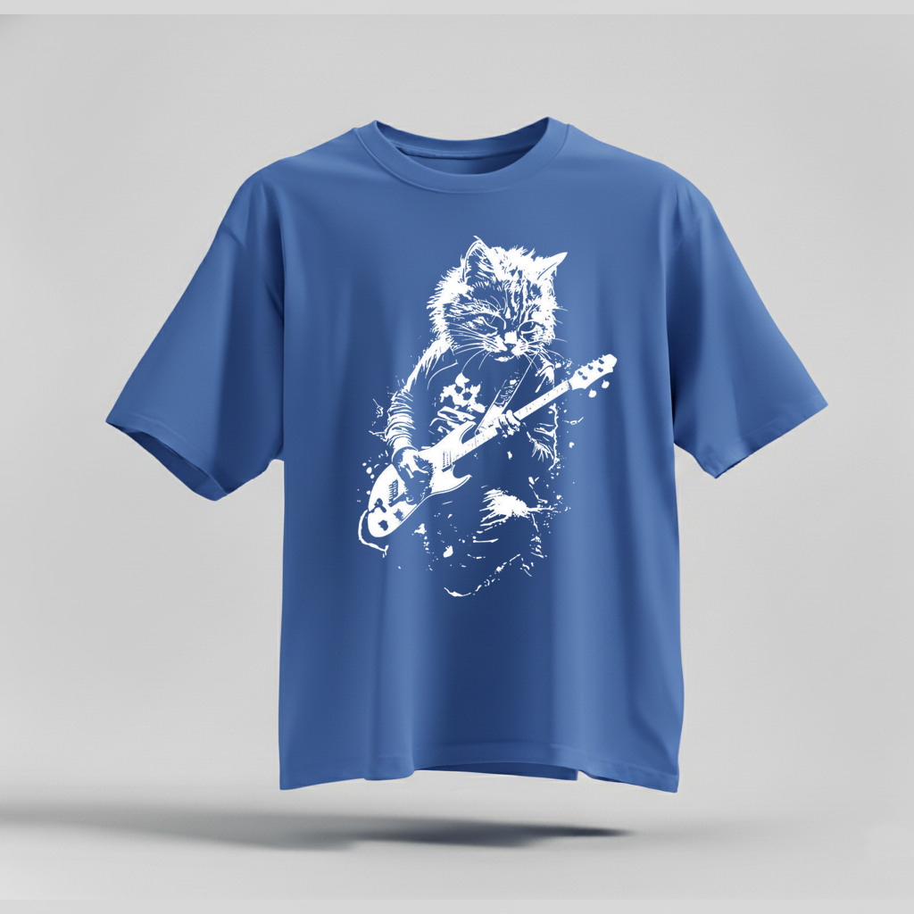 Rock Cat Guitar T-Shirt - Funny Cat Lover Gift Tee by H9NEKO