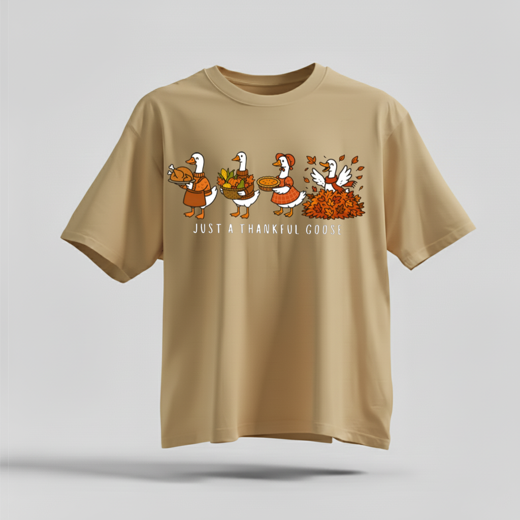 H9Neko Comfort Colors Thankful Goose Thanksgiving T-Shirt – Silly Goose Tee, Family Fall Shirt, Autumn Vibes Graphic Tee