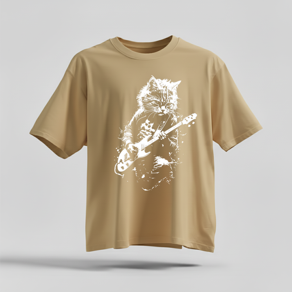 Rock Cat Guitar T-Shirt - Funny Cat Lover Gift Tee by H9NEKO