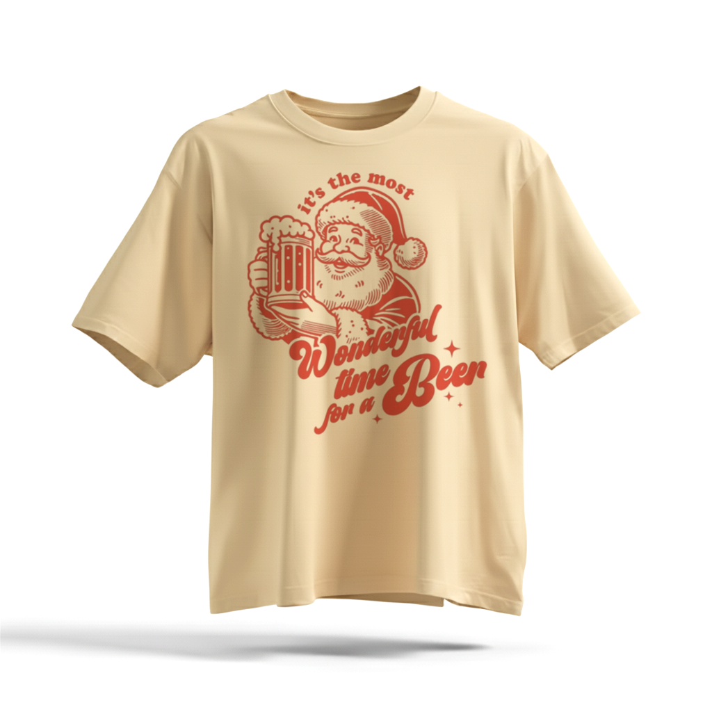 H9Neko Funny Retro Santa Claus Shirt - Christmas Beer Graphic Tee