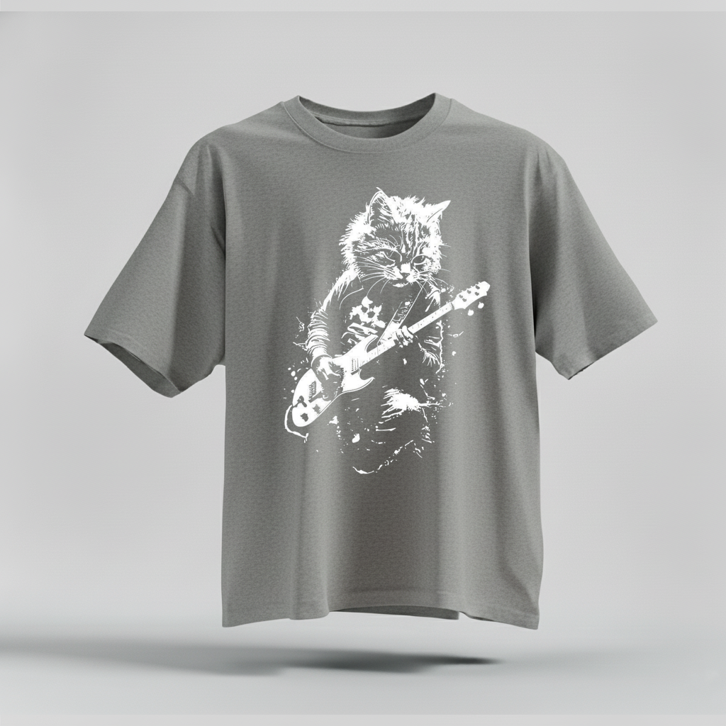 Rock Cat Guitar T-Shirt - Funny Cat Lover Gift Tee by H9NEKO