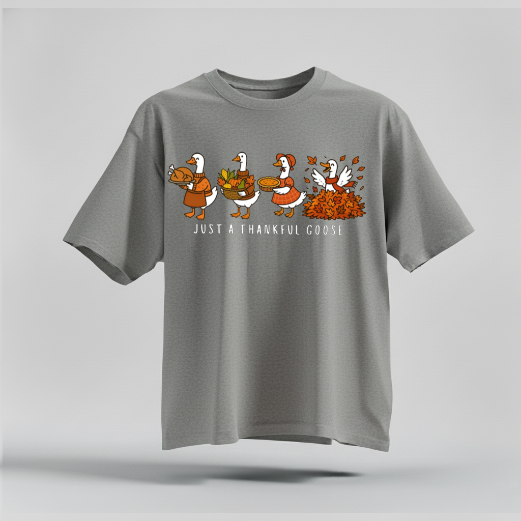 H9Neko Comfort Colors Thankful Goose Thanksgiving T-Shirt – Silly Goose Tee, Family Fall Shirt, Autumn Vibes Graphic Tee