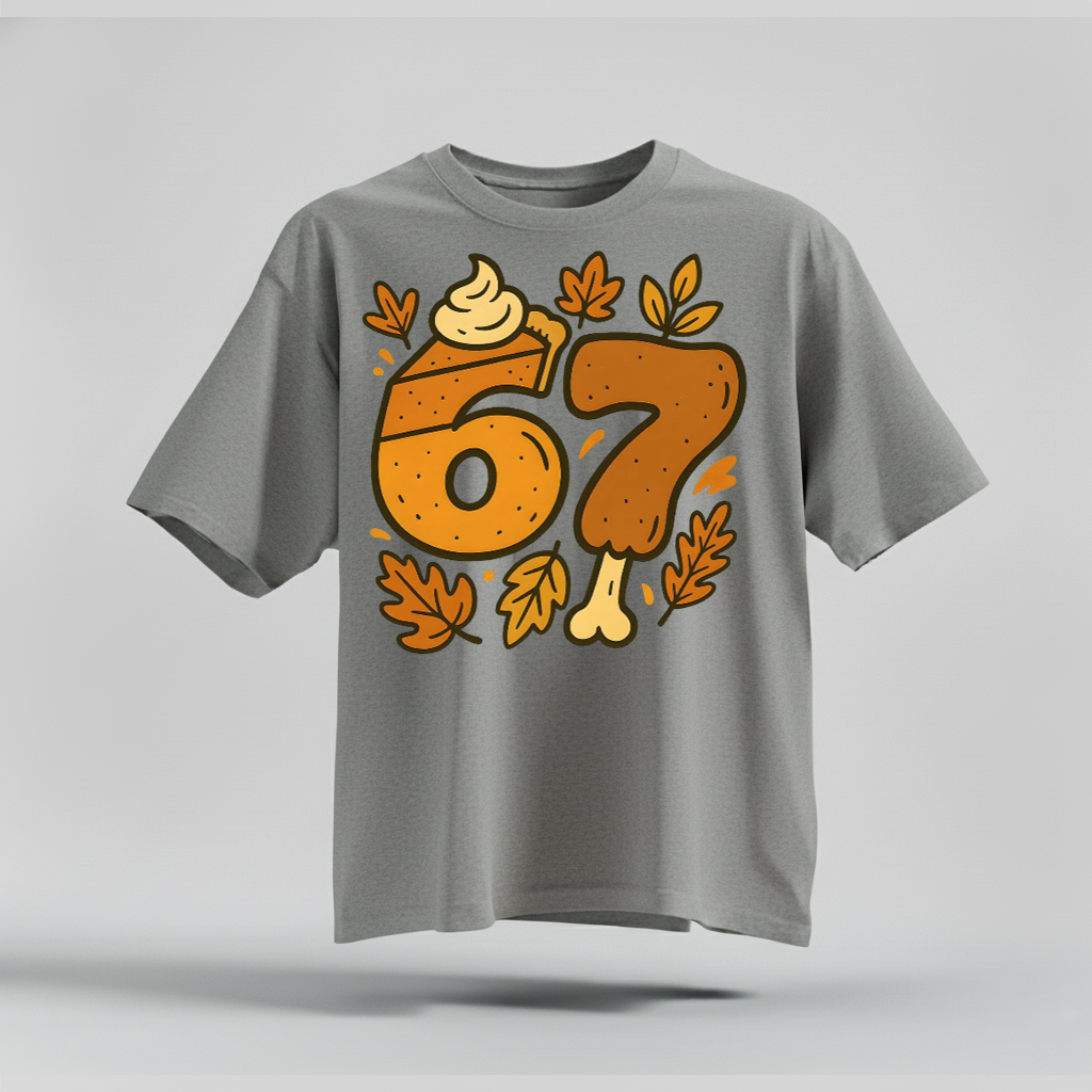 H9Neko 6 7 Meme Thanksgiving Turkey Shirt – Funny Fall Season Tee, Trendy Six Seven Couples T-Shirt