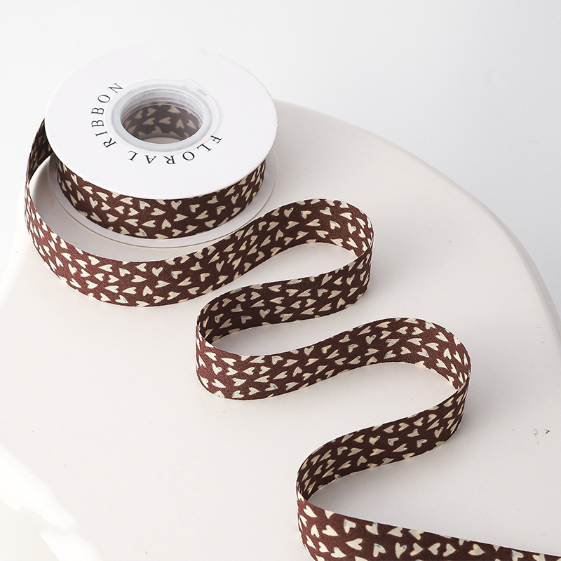 Chocolate Brown Heart Ribbon 1" x 10yd | Cozy Autumn Gift Wrapping & Thanksgiving | H9Neko