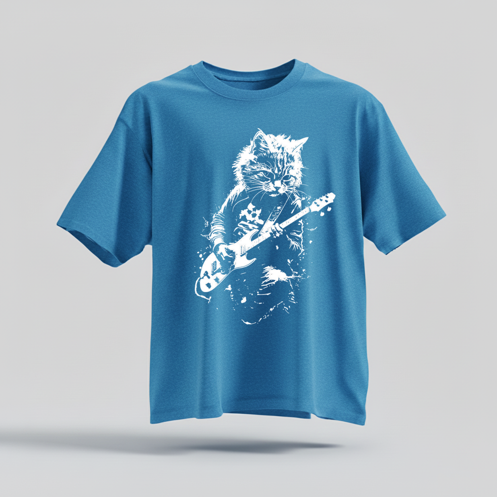 Rock Cat Guitar T-Shirt - Funny Cat Lover Gift Tee by H9NEKO