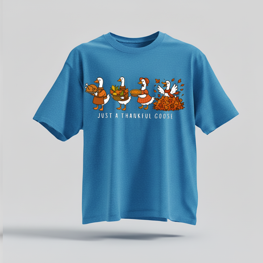 H9Neko Comfort Colors Thankful Goose Thanksgiving T-Shirt – Silly Goose Tee, Family Fall Shirt, Autumn Vibes Graphic Tee
