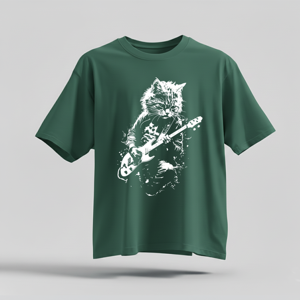 Rock Cat Guitar T-Shirt - Funny Cat Lover Gift Tee by H9NEKO