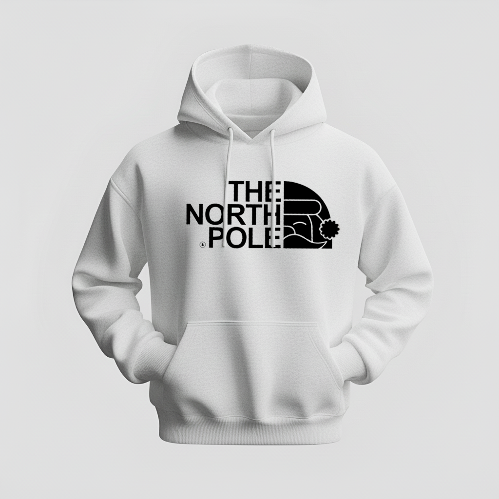 H9Neko North Pole Santa Embroidered Christmas Hoodie – Cozy Holiday Pullover