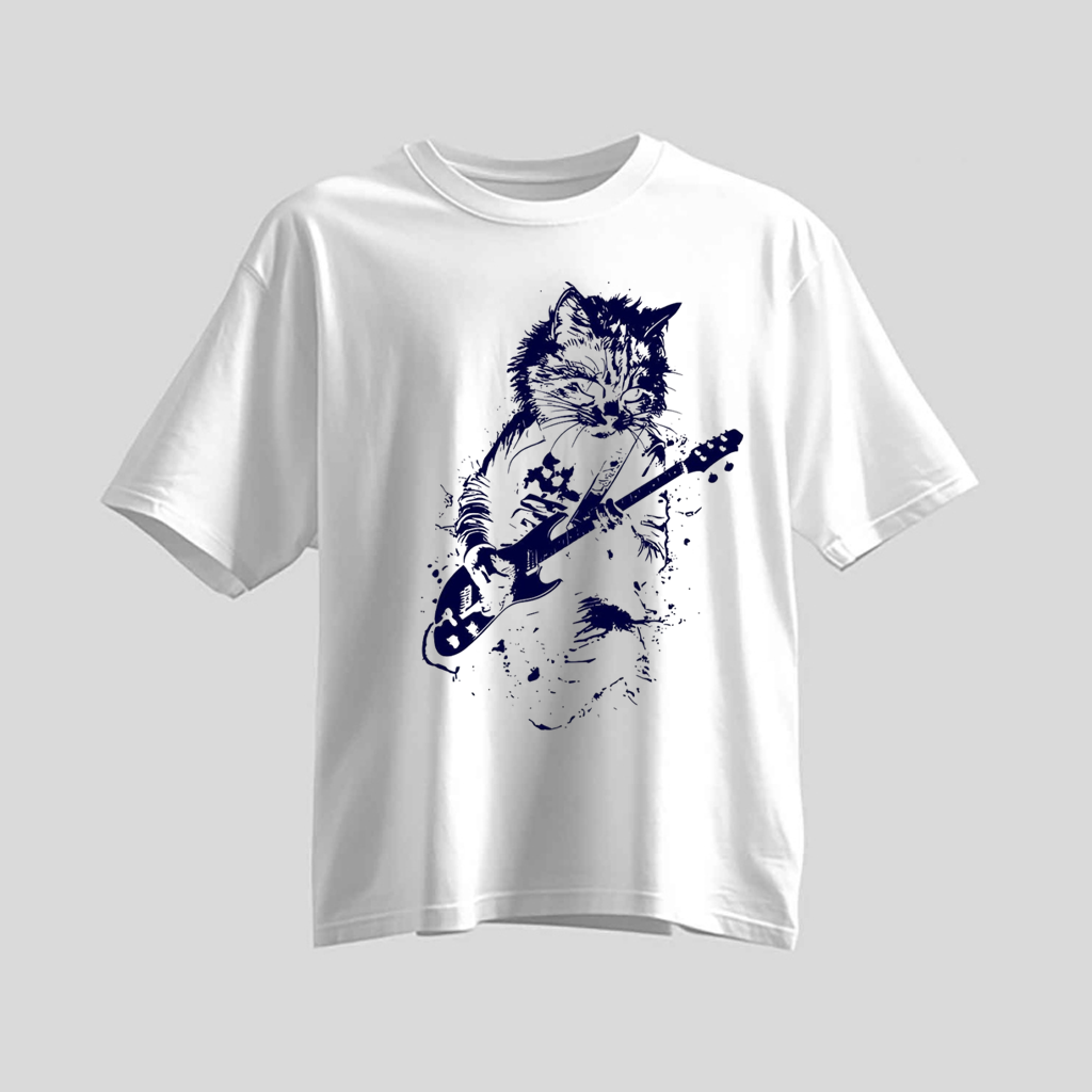 Rock Cat Guitar T-Shirt - Funny Cat Lover Gift Tee by H9NEKO