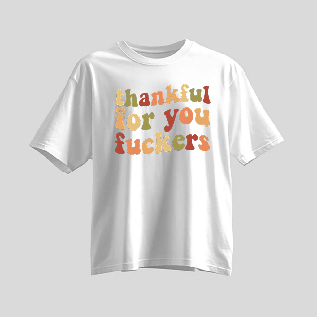 H9Neko Funny Thanksgiving Shirt – “Thankful For You” Retro Friendsgiving Tee, Sarcastic Fall Graphic T-Shirt, Thanksgiving Gift Idea