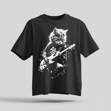 Rock Cat Guitar T-Shirt - Funny Cat Lover Gift Tee by H9NEKO